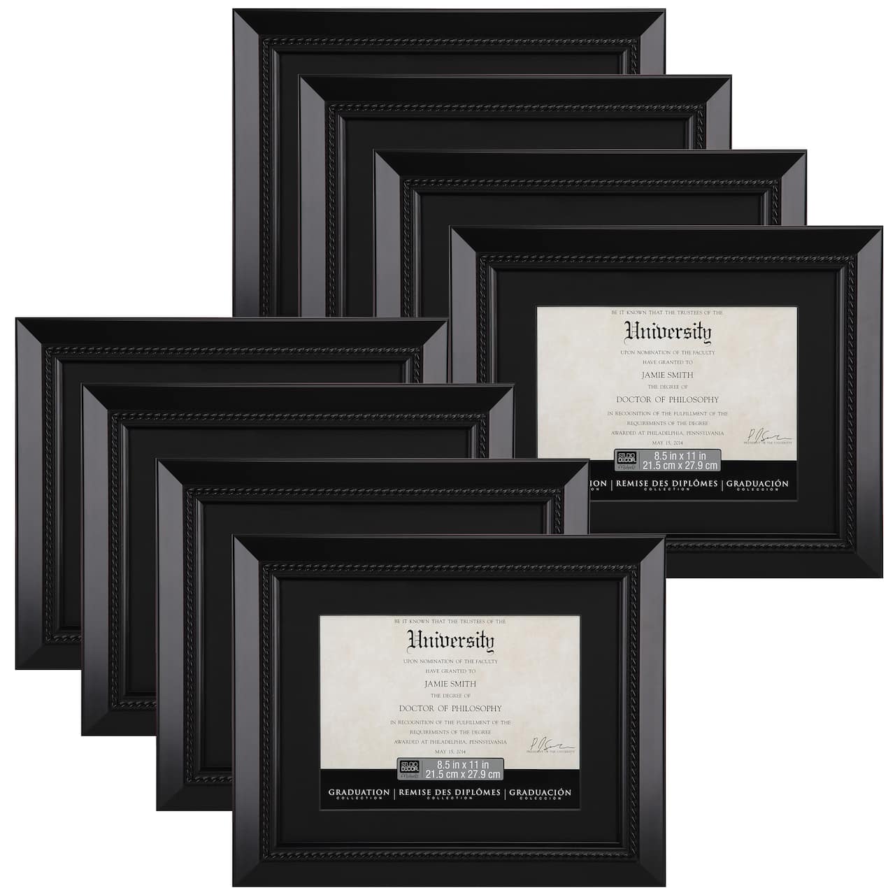 8 Pack: Black Rope 8.5" x 11" Document Frame with Mat, Graduation Collection by Studio Décor®